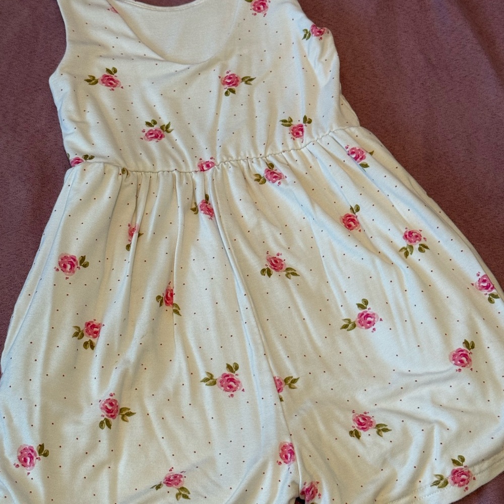 SweetHoney White Romper with Pink Floral Design - Picture 3 of 4